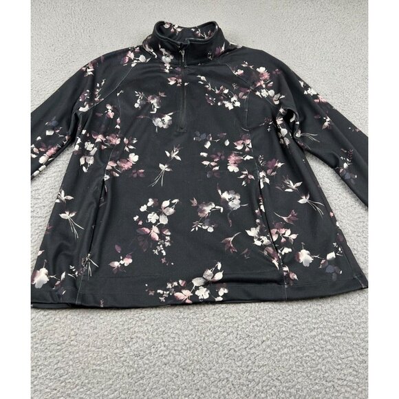 J. Jill Women's Fit Peach-Soft Quarter-Zip Sweatshirt Top Large Floral Print - Picture 3 of 9